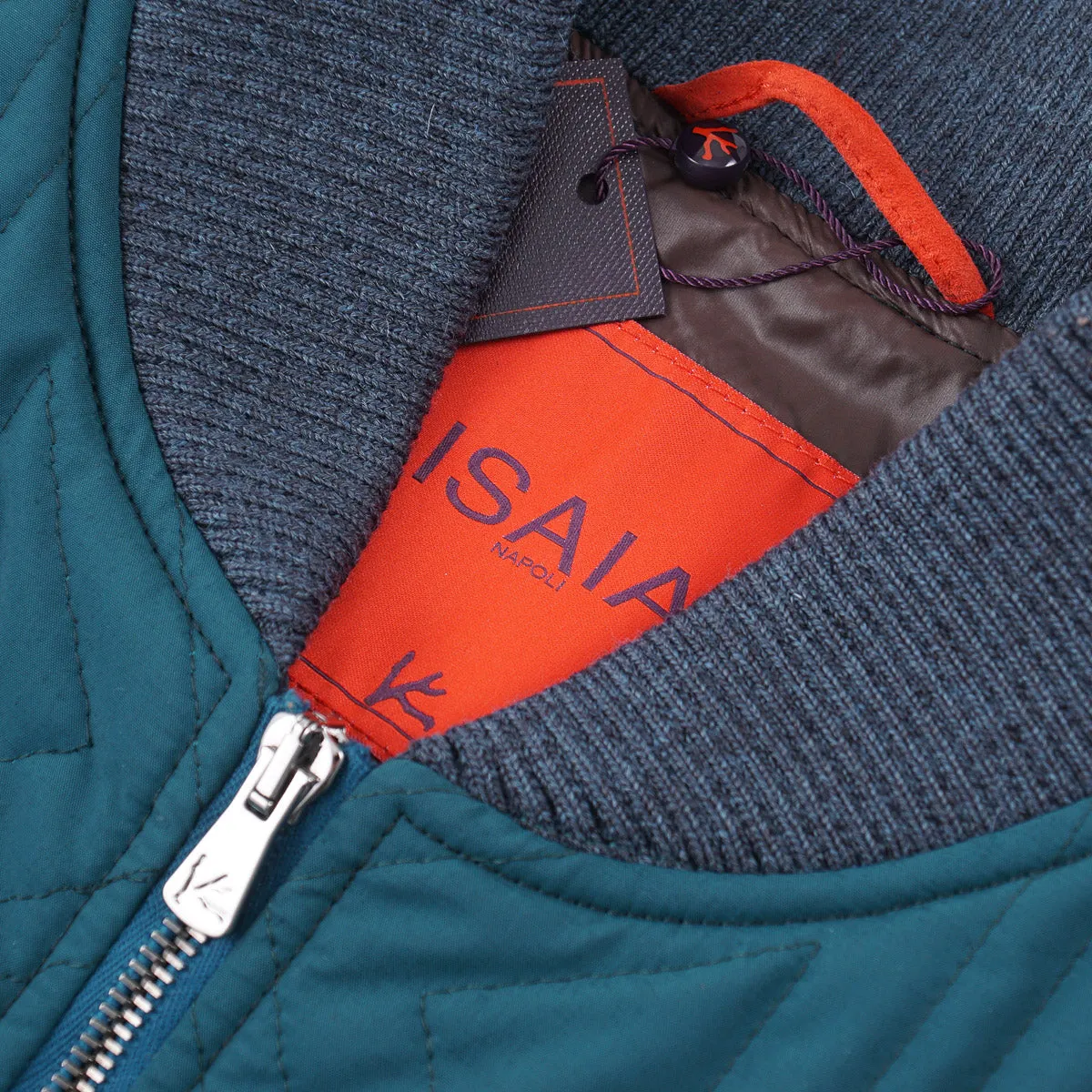 Isaia Geometric Quilted Padded Wool Vest