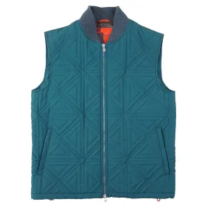 Isaia Geometric Quilted Padded Wool Vest