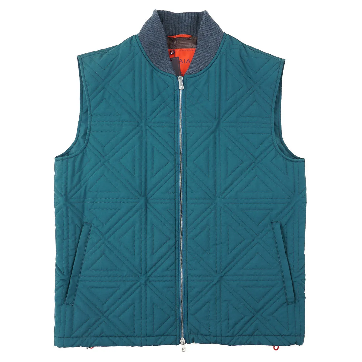 Isaia Geometric Quilted Padded Wool Vest